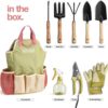Gardening Tools Set of 10 - Complete Heavy Duty Garden Tools Set with Fashion Handbag - Durable Gardening Supplies Kit Ideal Garden Gifts for Women