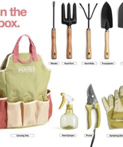 Gardening Tools Set of 10 - Complete Heavy Duty Garden Tools Set with Fashion Handbag - Durable Gardening Supplies Kit Ideal Garden Gifts for Women