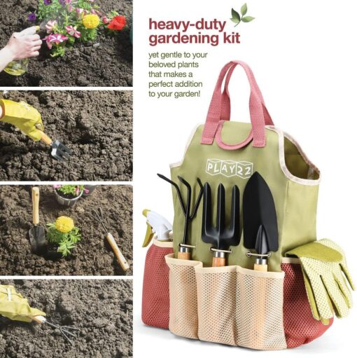 Gardening Tools Set of 10 - Complete Heavy Duty Garden Tools Set with Fashion Handbag - Durable Gardening Supplies Kit Ideal Garden Gifts for Women - Image 3