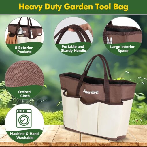 MelonArt Garden Tool Set,10 Pcs Heavy Duty Gardening Hand Tool Kit for Women Aluminum with Non Slip Ergonomic Handle, Storage Tote Bag and Gardening Gloves, Ideal Gifts for Women and Men - Image 3